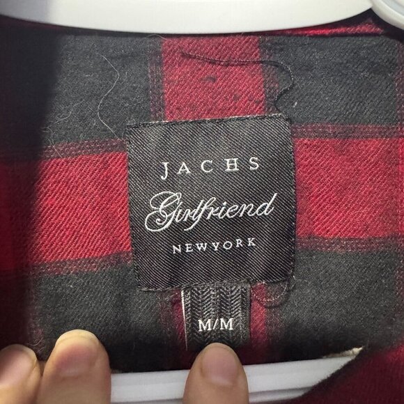 Jach's girlfriend NY red black plaid pearl snap‎ lined sweater jacket medium - Picture 3 of 5